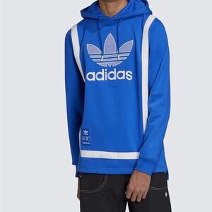 Adidas Men's Royal Blue PullOver Hoodie with White Accents Size Medium